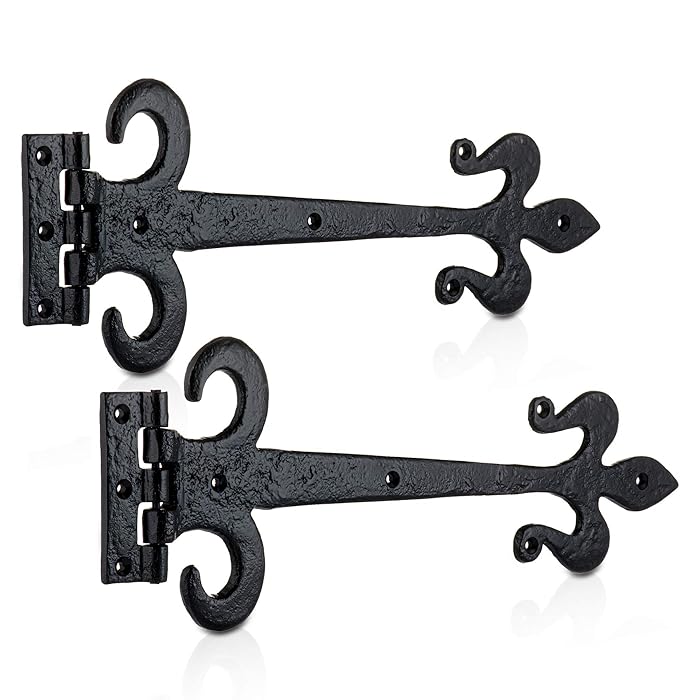 Buy XFORT 390mm Black Antique Fleur De LYS Working Hinge, Cast Iron