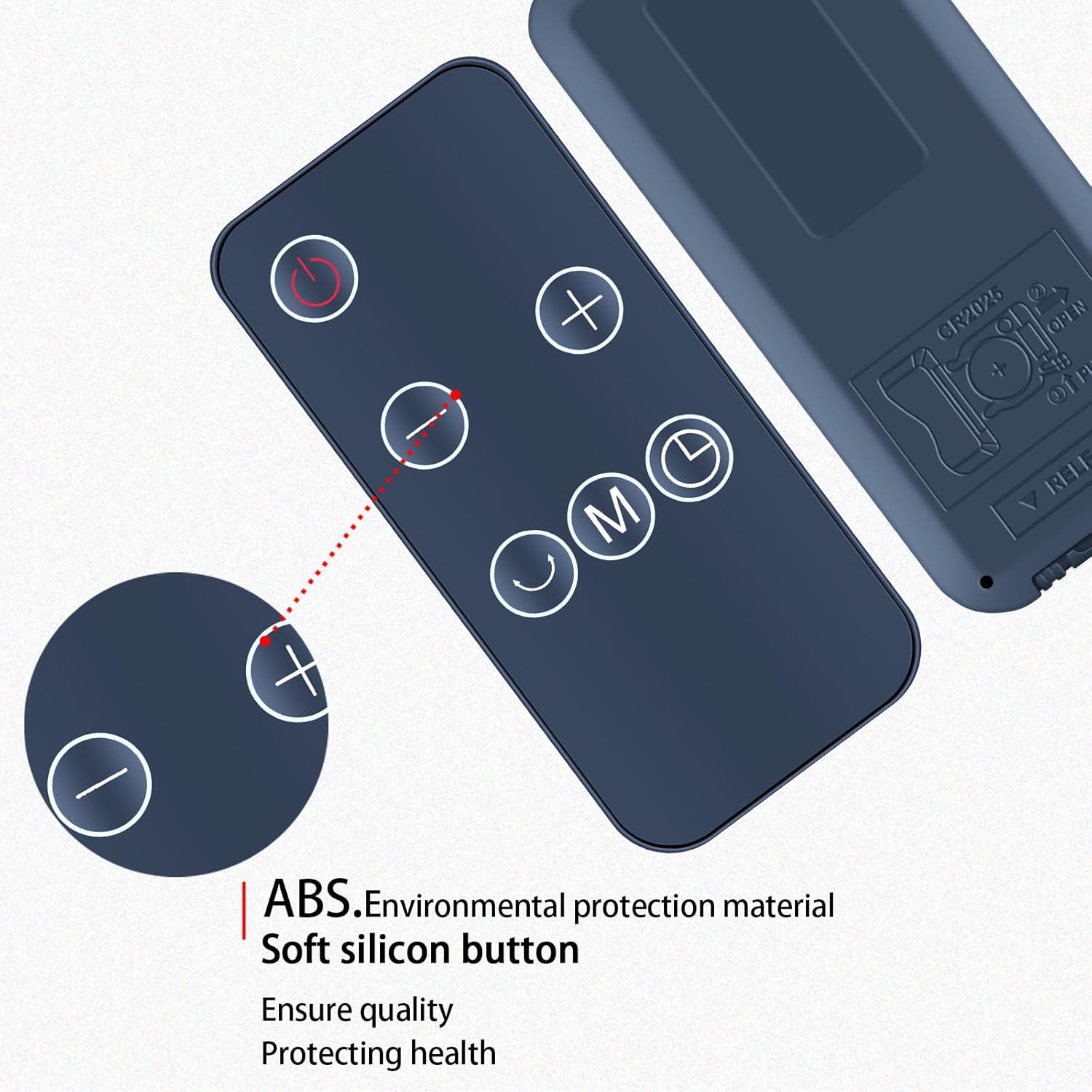 Close-up view of the ZWP Replacement Remote Control, highlighting its ABS material and soft silicon buttons.