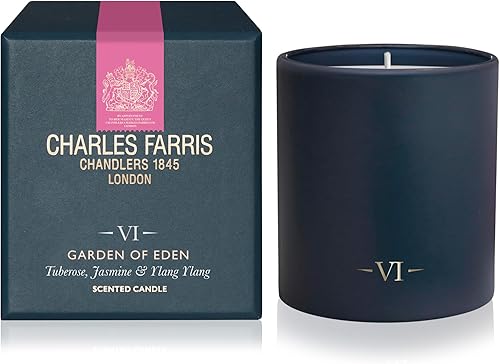 Charles Farris Vela perfumada de lujo, 1 mecha, vertida a mano, de larga duración, combustión limpia, 7.5 onzas, quema hasta 50 horas, fabricada en
