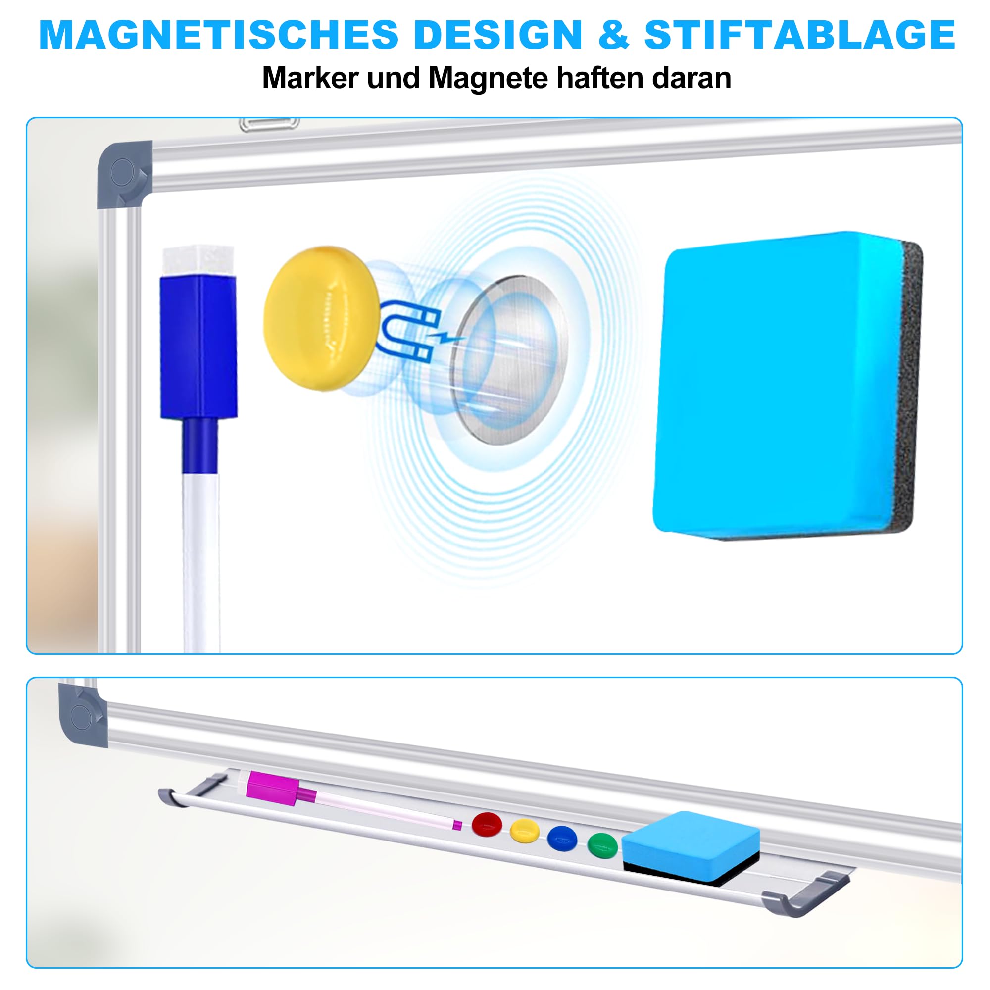 Monatsplaner Whiteboard Magnetisch, Doppelseitige Magnet Pinnwand