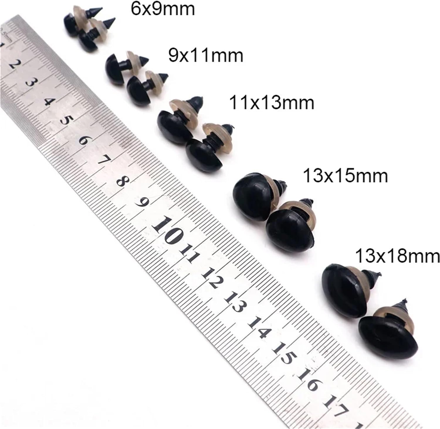Safety Eyes for Crocheting 400pcs Safety Noses for Crochet Animals 6mm-18mm Black Nose Amigurumi Triangle for Dolls Toys Bear Making Accessories(11x13mm)