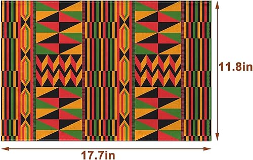 Miniatura 3 de Nepnuser Kwanzaa - Juego de 4 manteles individuales con patrón de Kente Afro Afro Americano para decoración de mesa de comedor del hogar, cocina,