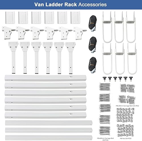 Miniatura 6 de Bastidores de escalera para furgonetas, portaequipajes de acero para Ford Econoline E150 250 350 1992-2015, apto para Chevrolet Express 1500 2500