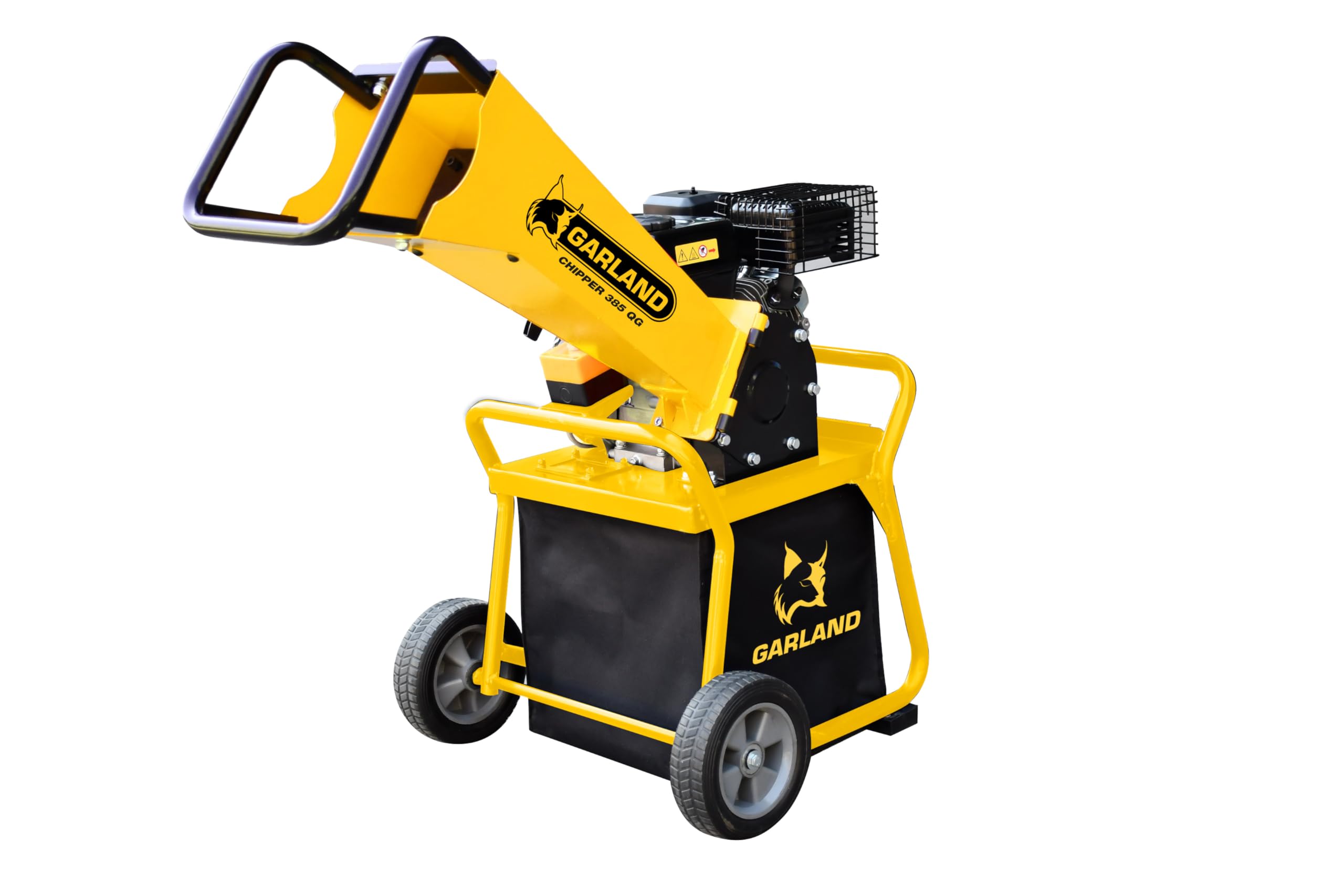 GARLAND CHIPPER 385 QG-V24 – Biotriturador gasolina 4T, 212 cc, 5,8 CV, rodillo axial, tritura ramas hasta 5 cm, con SC System, ruedas macizas, cajón de recogida, asa de transporte