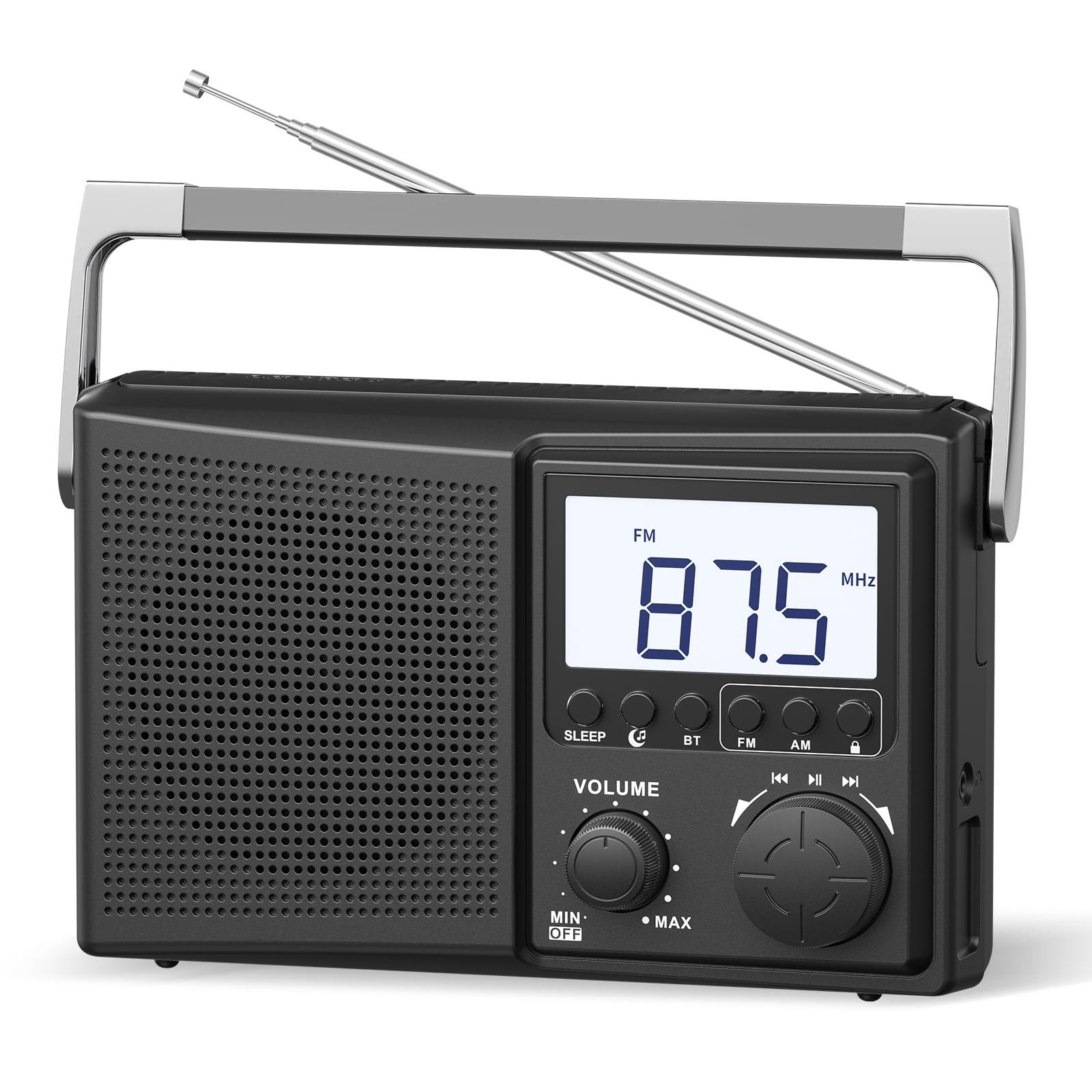 LEOTEC Rádio AM FM com Bluetooth, rádio digital portátil com ruído branco, tomada na