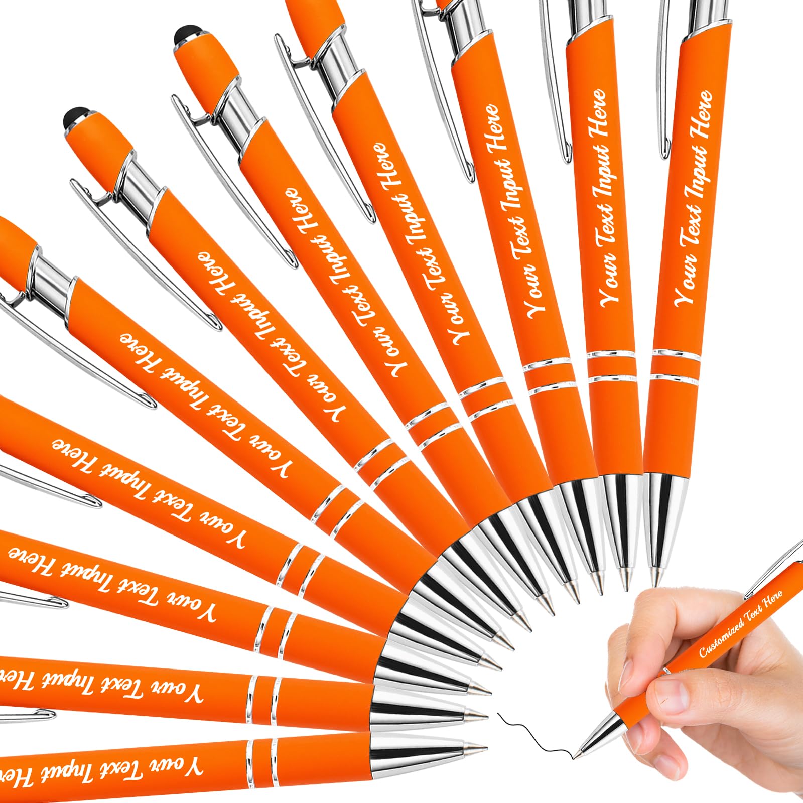 ShAxzHen Personalised Pens with Name Custom Ballpoint Pens Bulk Customised Engraved Pen Stylus for Business Graduation Black Ink Advertising Office Gifts Orange 36 PCS