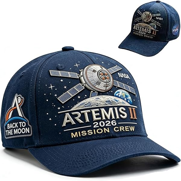 Artemis II Lunar Mission Commemorative Cap, 2026 Back to the Moon Space Hat, Astronaut Theme Baseball Cap, for Space Explore Black - 1