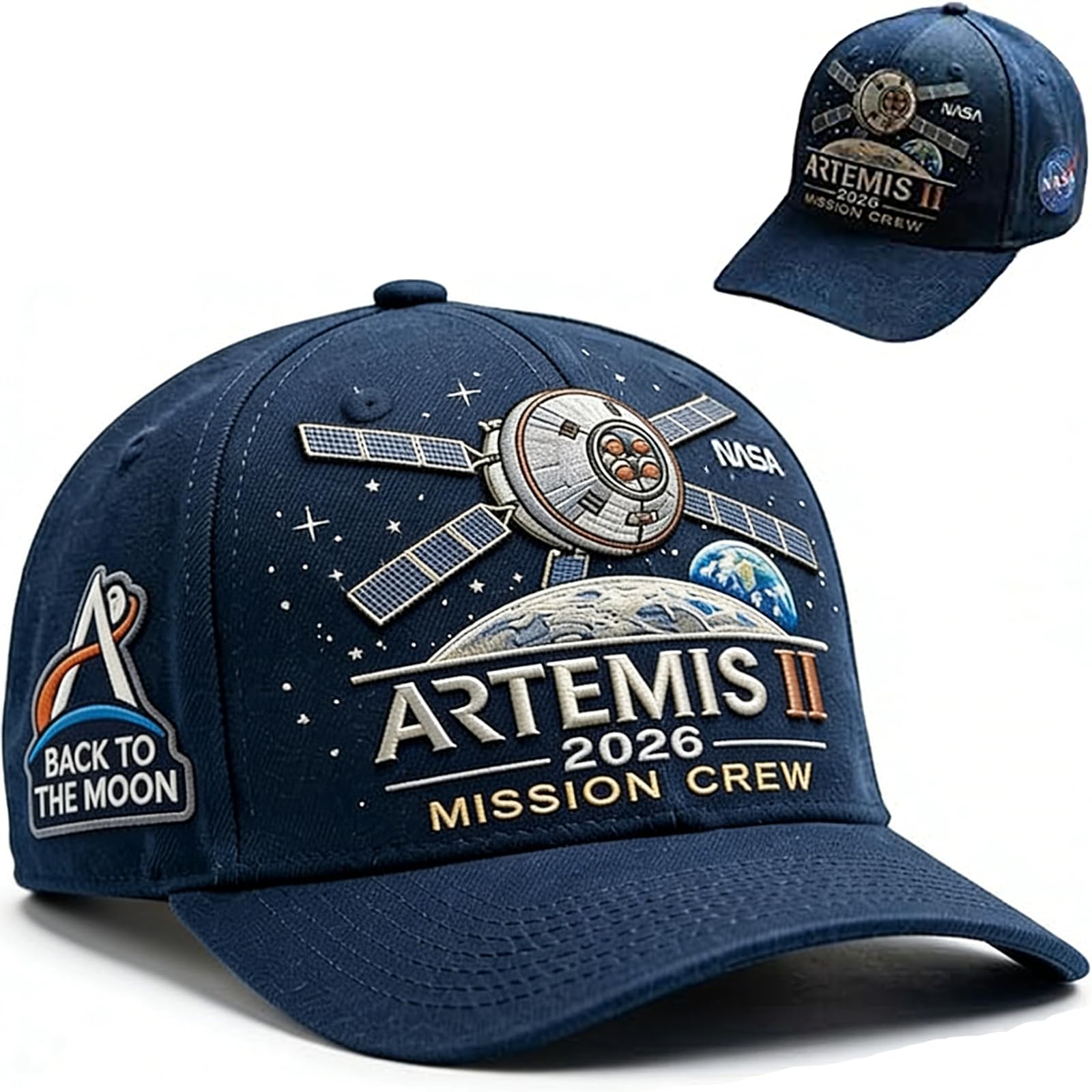 Artemis II Lunar Mission Commemorative Cap, 2026 Back to the Moon Space Hat, Astronaut Theme Baseball Cap, for Space Explore Black