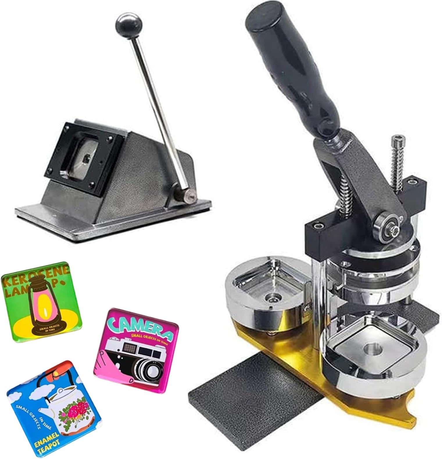 Magnet Maker Machine Kit - 2X2in Square Badge Press for DIY Photos and Refrigerator Stickers with 100PCS Materials Included