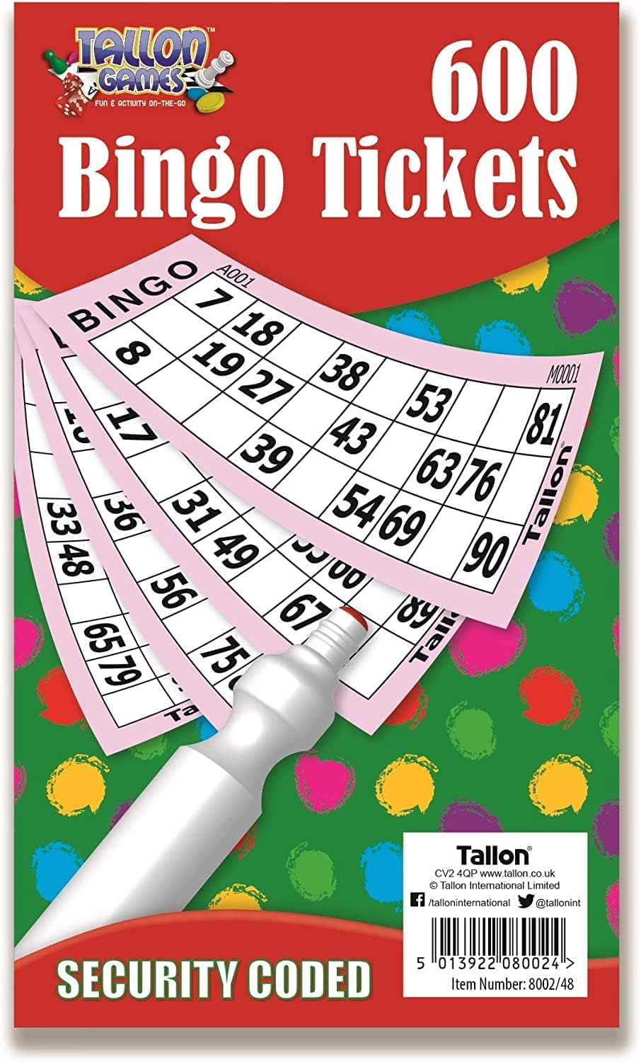 Jumbo Bingo Book Pad 480 Tickets. 6 to View (Big, bold, easy to read numbers)