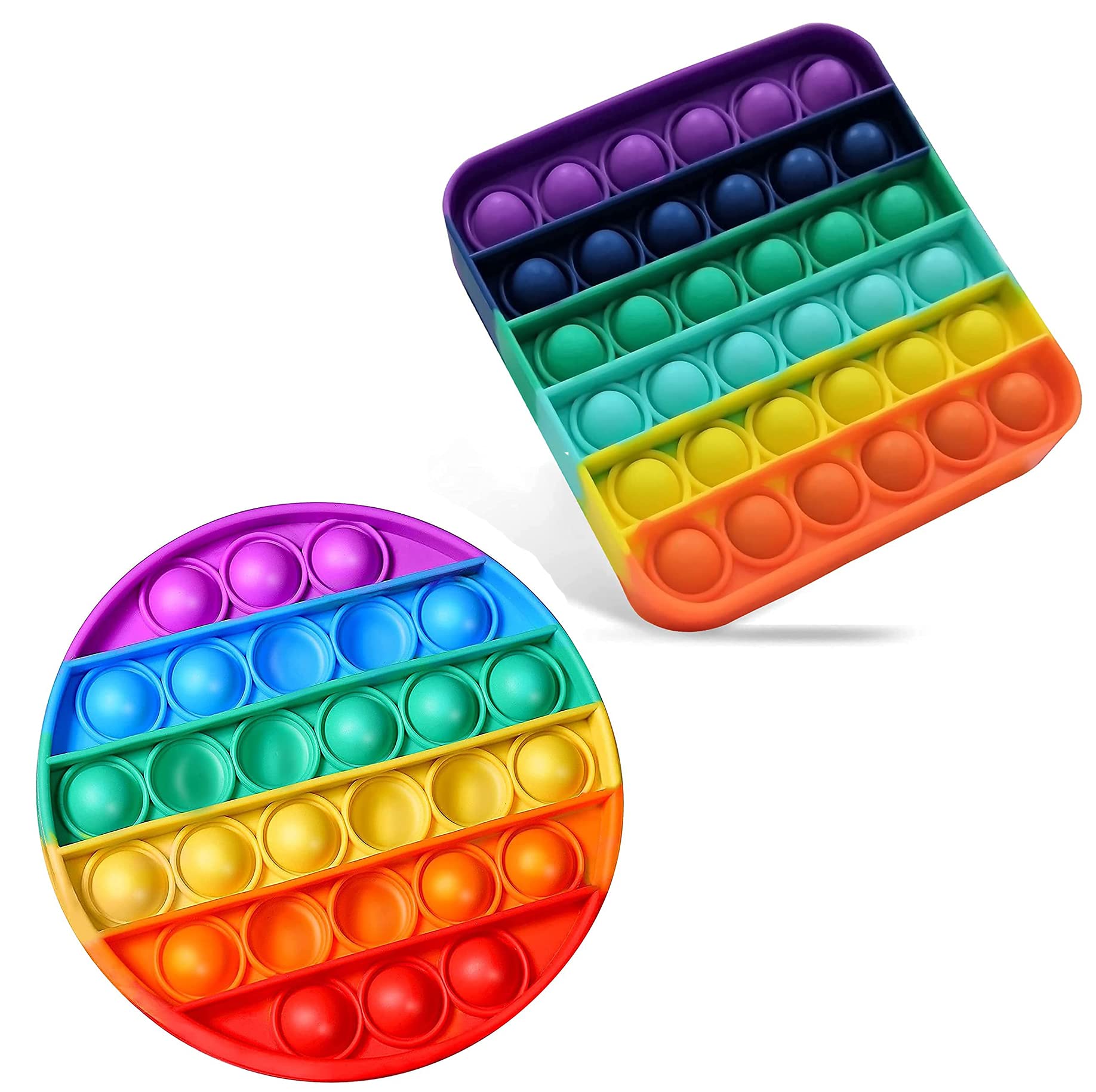 ZIXAD Pop Bubble Sensory Fidget Toy Set,Pop It Push Pop Silicone -Relief Items Popper Fidget Educational Toys for ADHD Autism Special Needs Toys, Family and Friends (Square + Round)