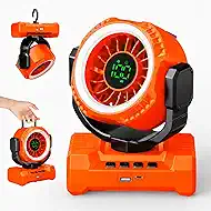Cordless Camping Fan with Light, 20000mAh Battery Powered Tent Fan with Powerful Airflow, 1-100 Adjustable Speed, 12H Timer, Digital Display Oscillating Desk Fan for RV, Travel, Bedroom, Power Outage