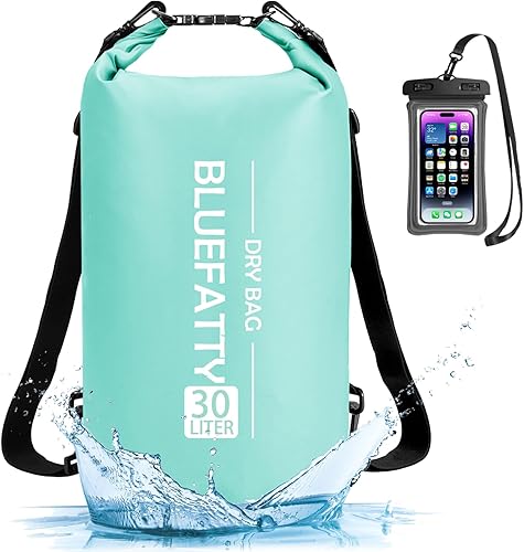 BLUEFATTY Bolsa seca impermeable flotante con parte superior enrollable impermeable para kayak, rafting, canotaje, SUP, pesca con funda impermeable