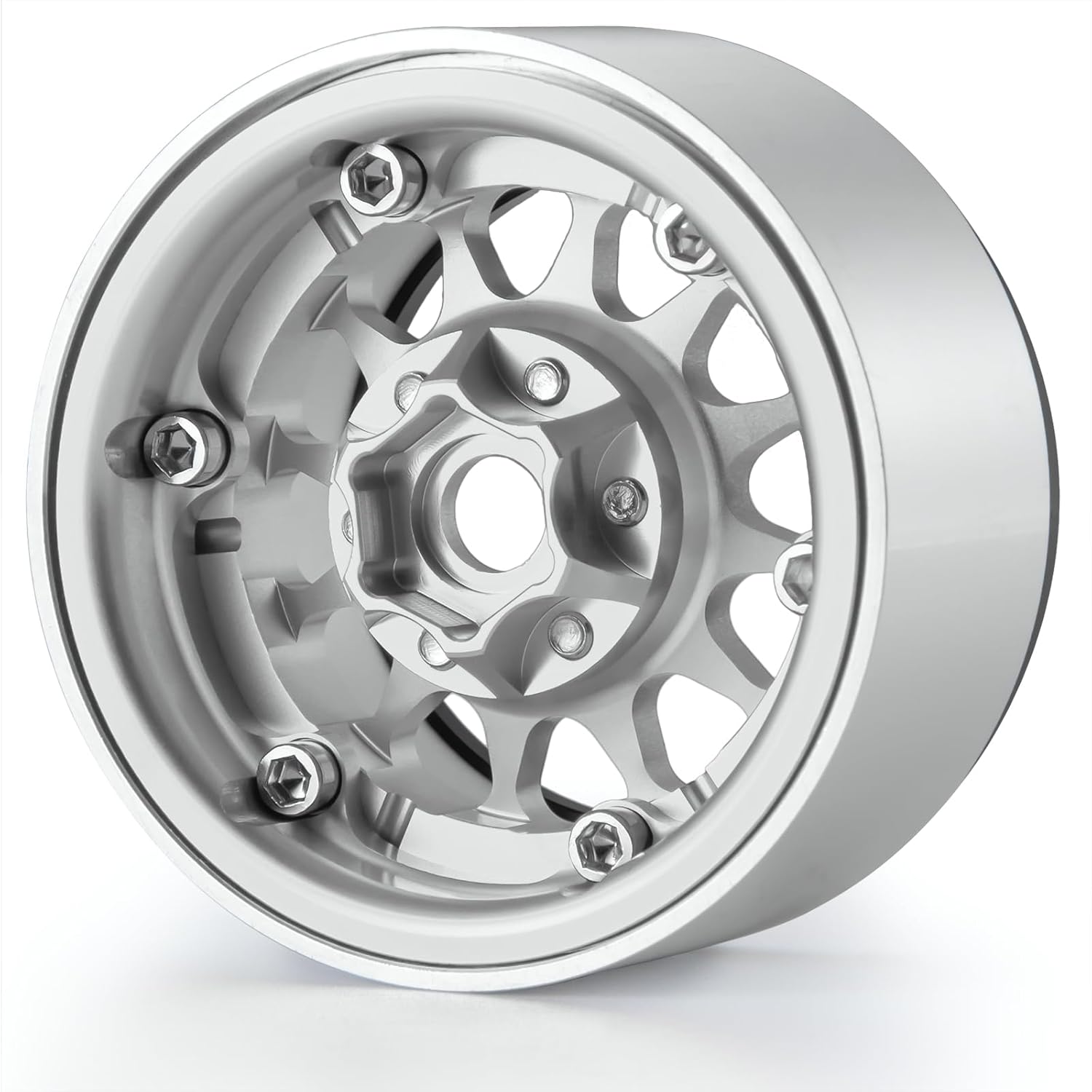 4pcs Metal 1.9inches Beadlocks Wheel Rims, RC Crawler Wheel Hubs for 1/10 Axial Scx10 TRX4 D90 D110 Upgrade Parts (Silver)