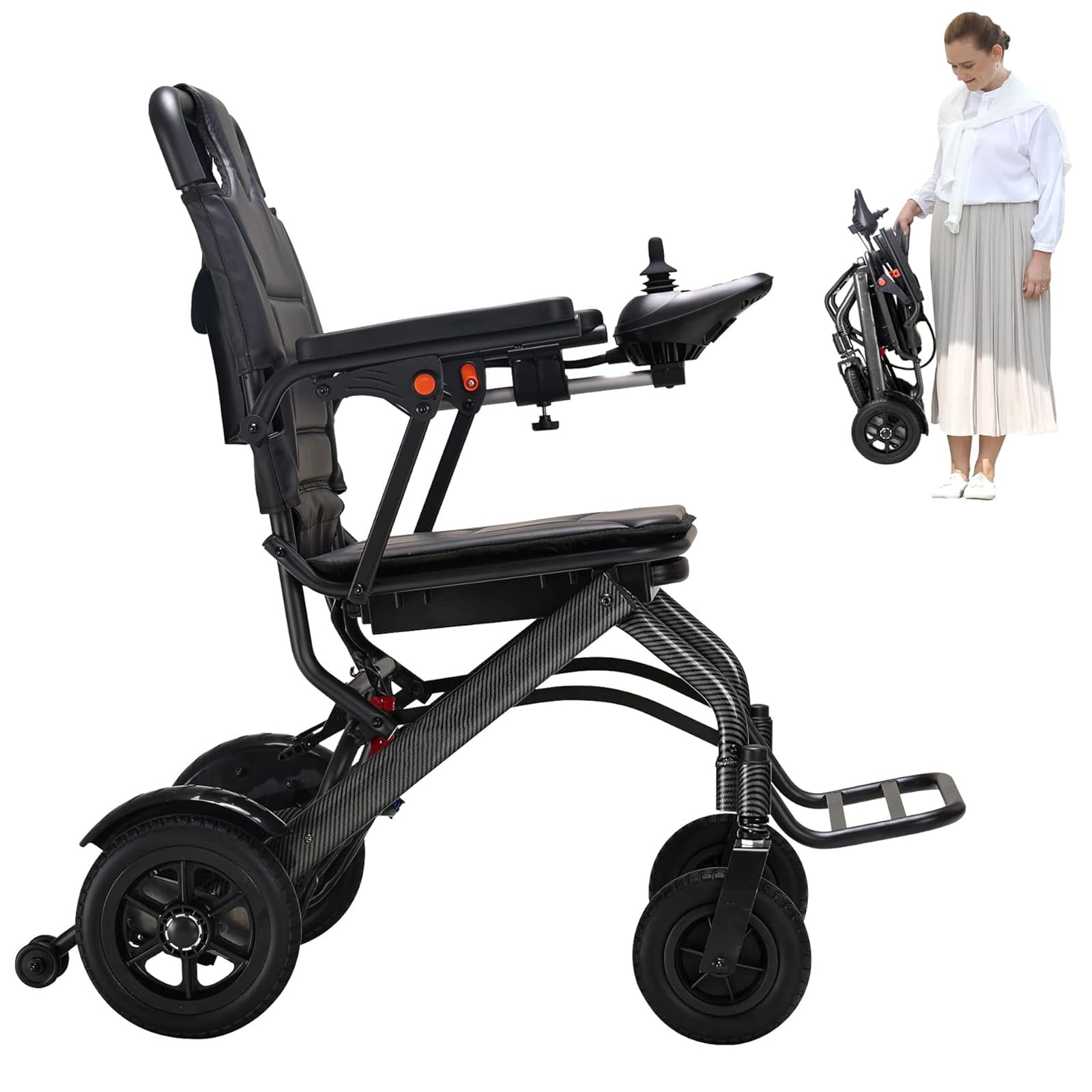 Lekkie elektryczne wózki inwalidzkie (tylko 13,6 kg) dla dorosłych, przenośny składany wózek inwalidzki elektryczny - rozmiar podróżny - do 20 mil - Wsparcie 200 kg, zmotoryzowane wózki inwalidzkie