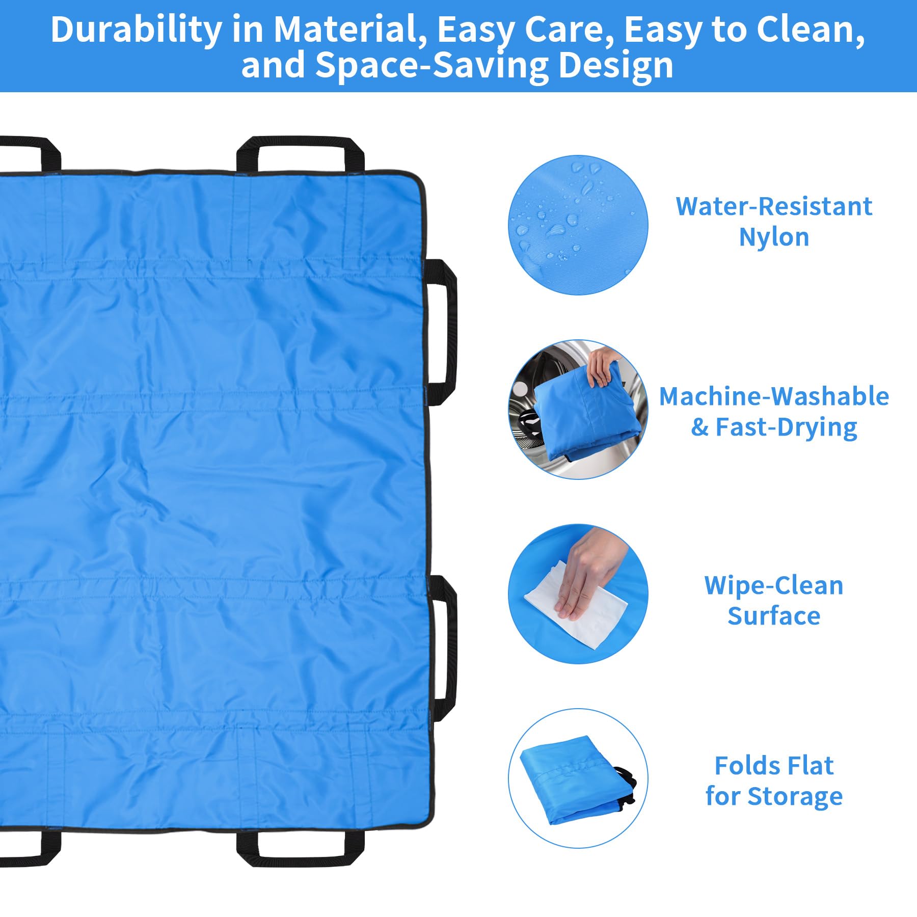 Paquete de 2 hojas deslizantes para mover pacientes en la cama, hoja de transferencia, sábanas para cama de hospital para ancianos, almohadilla de cama de posicionamiento con asas para girar