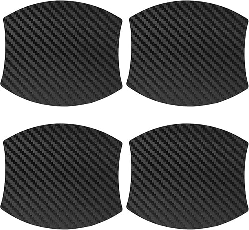 kingsea 4 protectores de arañazos para manija de puerta de automóvil, textura magnética extraíble de fibra de carbono 3D, textura de fibra de