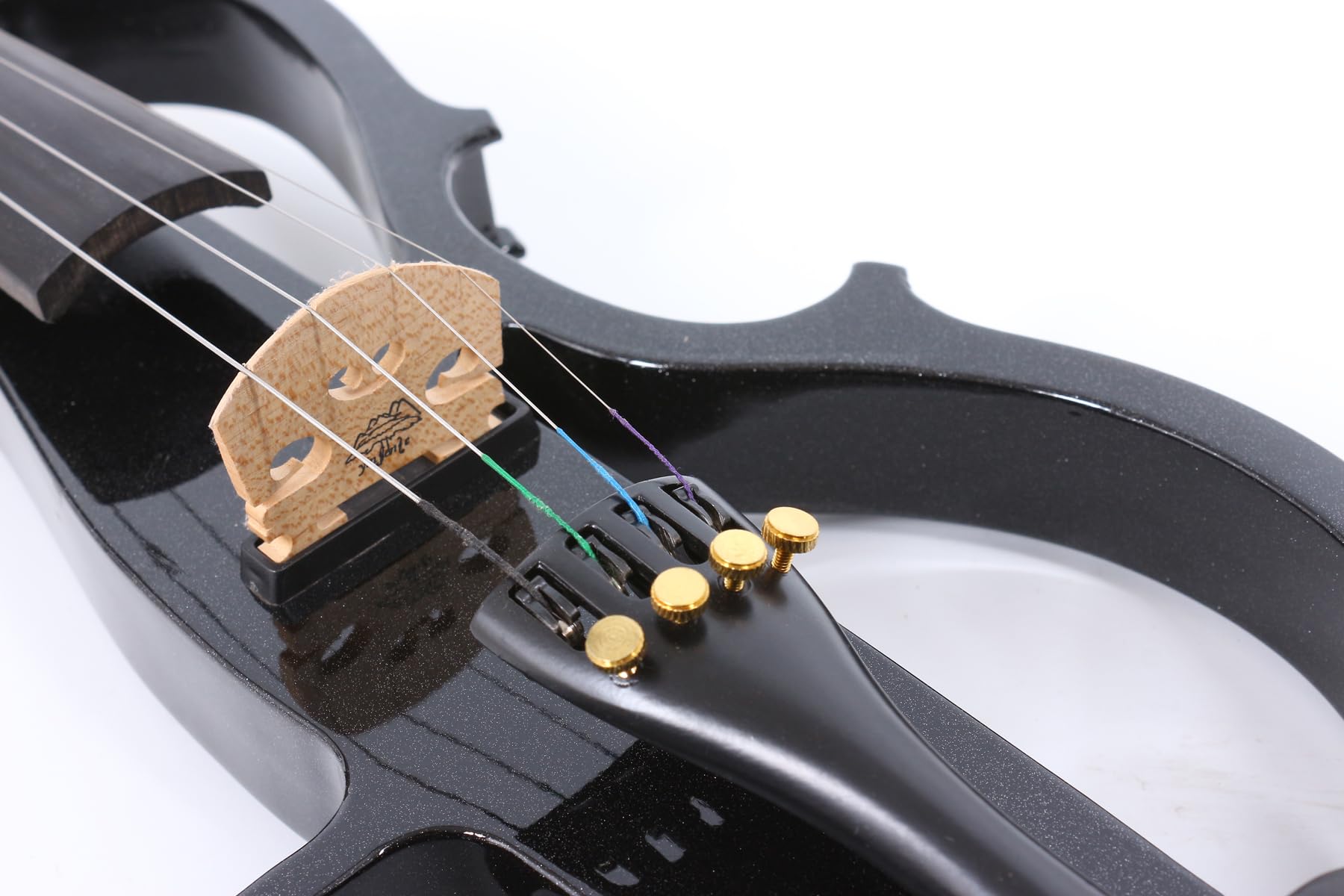 Yinfente 16 Zoll Elektrische Viola aus Massivholz mit Ebenholz Viola Griffbrett, Kinn, Viola Pins, Viola-Schleife, Schwarz Silent Voila für Profis oder Anfänger für