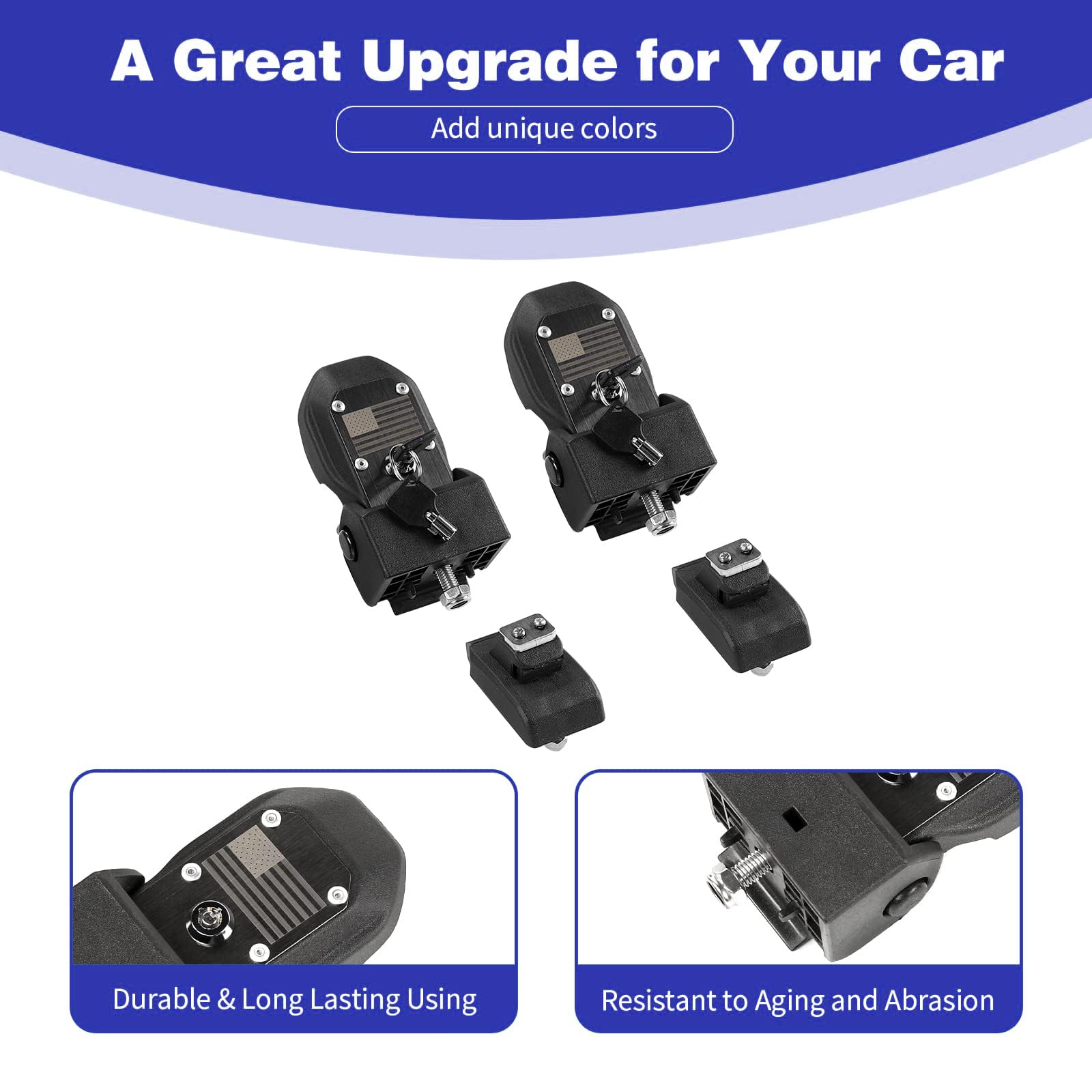 Unifizz Loquets de capot verrouillables noirs pour Jeep Wrangler JL JLU Gladiator JT 2018-2024