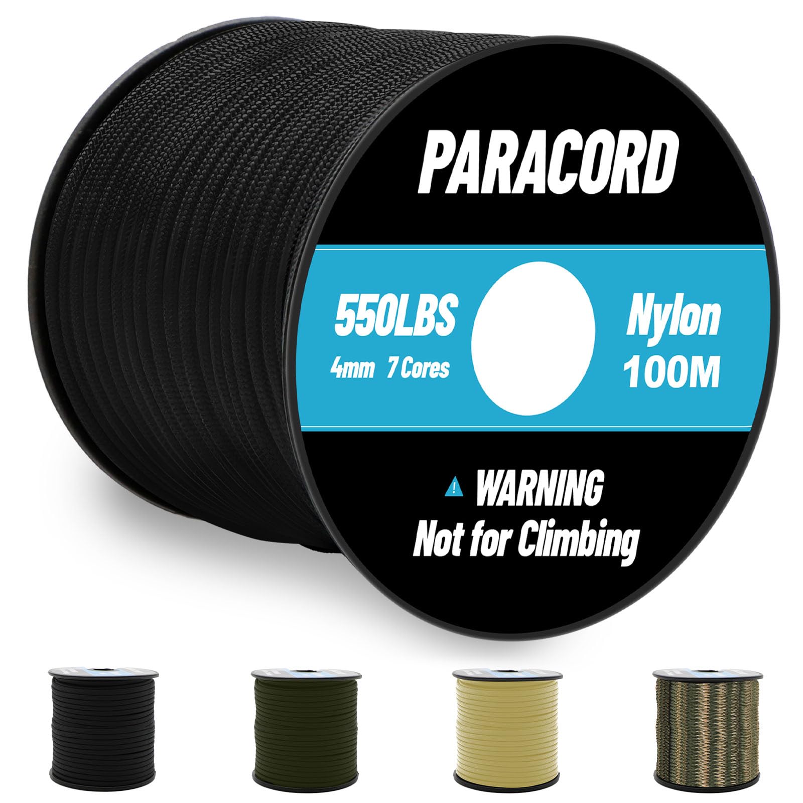 Paracorde Type II 100M 7 Brins 4mm Max. 250 kg Corde de Survie Multifonctionnelle