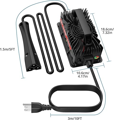 Miniatura 6 de AUTOUTLET Cargador de carrito de golf de 48 V y 15 amperios, carga rápida con tecnología inteligente para batería de plomo ácido, cable extralargo