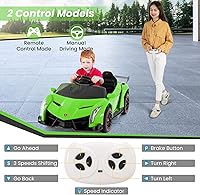 Vista 2 de HONEY JOY Lamborghini - Vehículo eléctrico con licencia de 12 V para niños, 3 velocidades, puerta que se abre, bocina, música, palanca de control