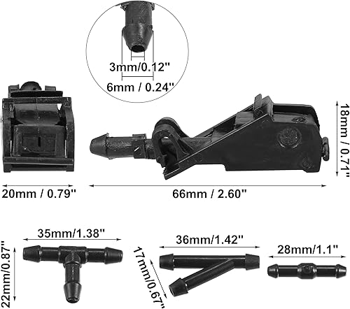 Miniatura 3 de X AUTOHAUX 2 unids boquilla de lavado de parabrisas para Volkswagen Jetta 1999-2012 8.2 ft manguera con conectores kit sustituye 6E0955985