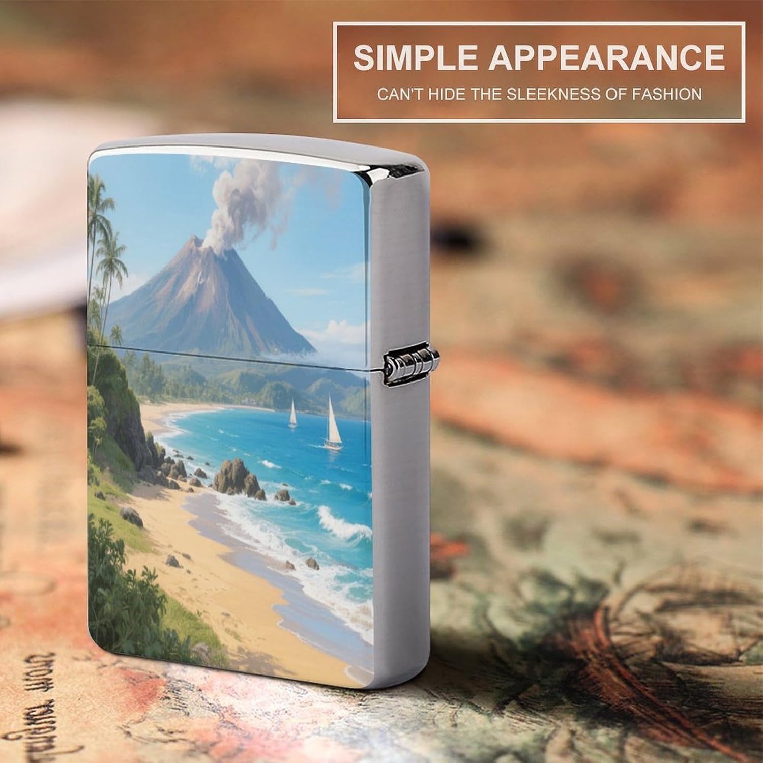 Bali Volcano Seascape Lighter Case Cover Holder Lighter Sleeve