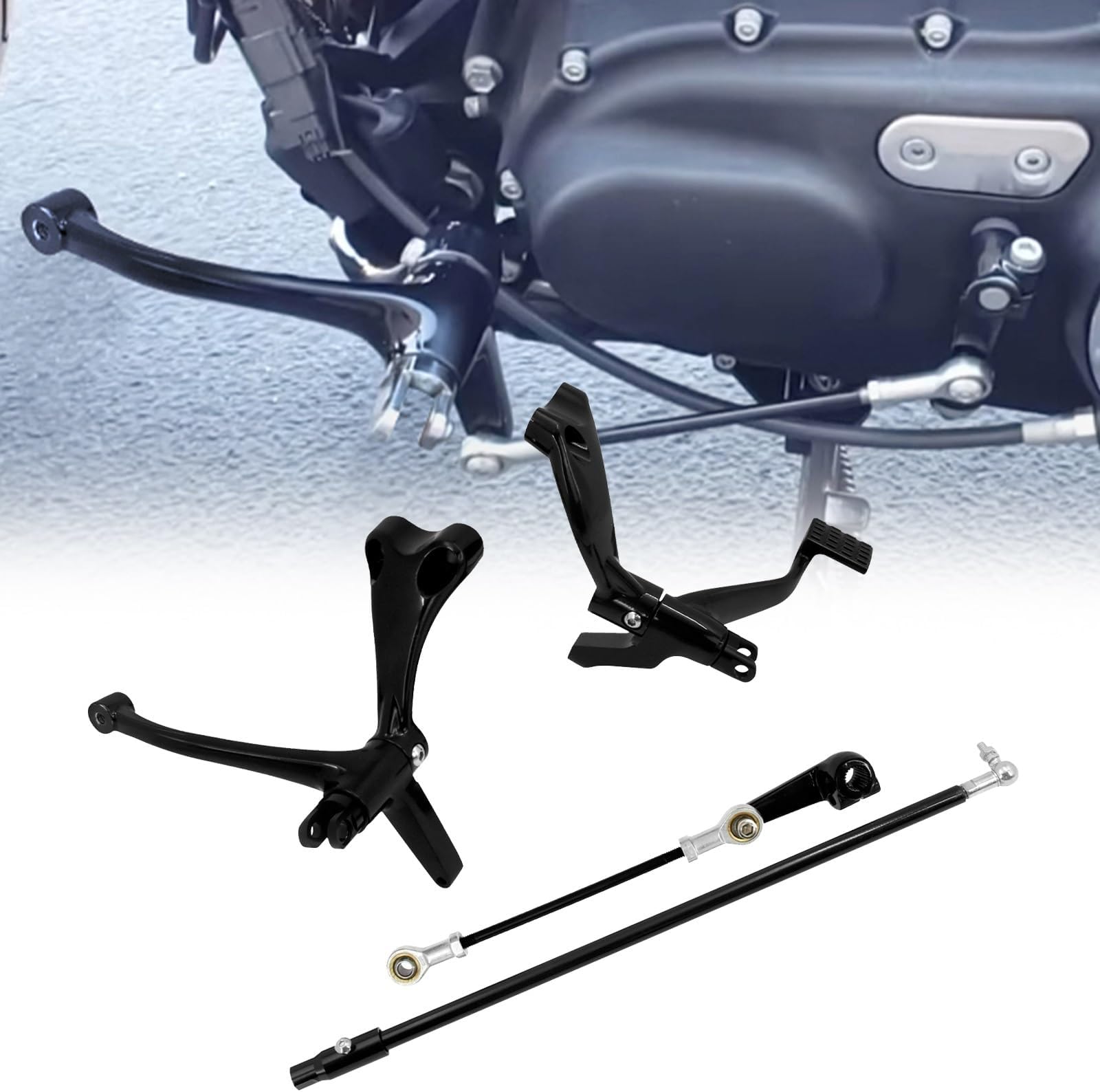 Motorcycle Black Forward Controls Set With Front Brake Levers Linkage Kit For Harley Sportster XL 72 48 883 1200 Iron 2014-2022 Foot Rests