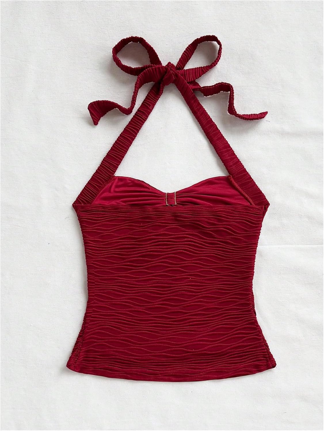 SOLY HUX Women's V Neck Halter Tops Open Back Y2k Ruched Floral Metal Summer Going Out Cami Tops - Image 3