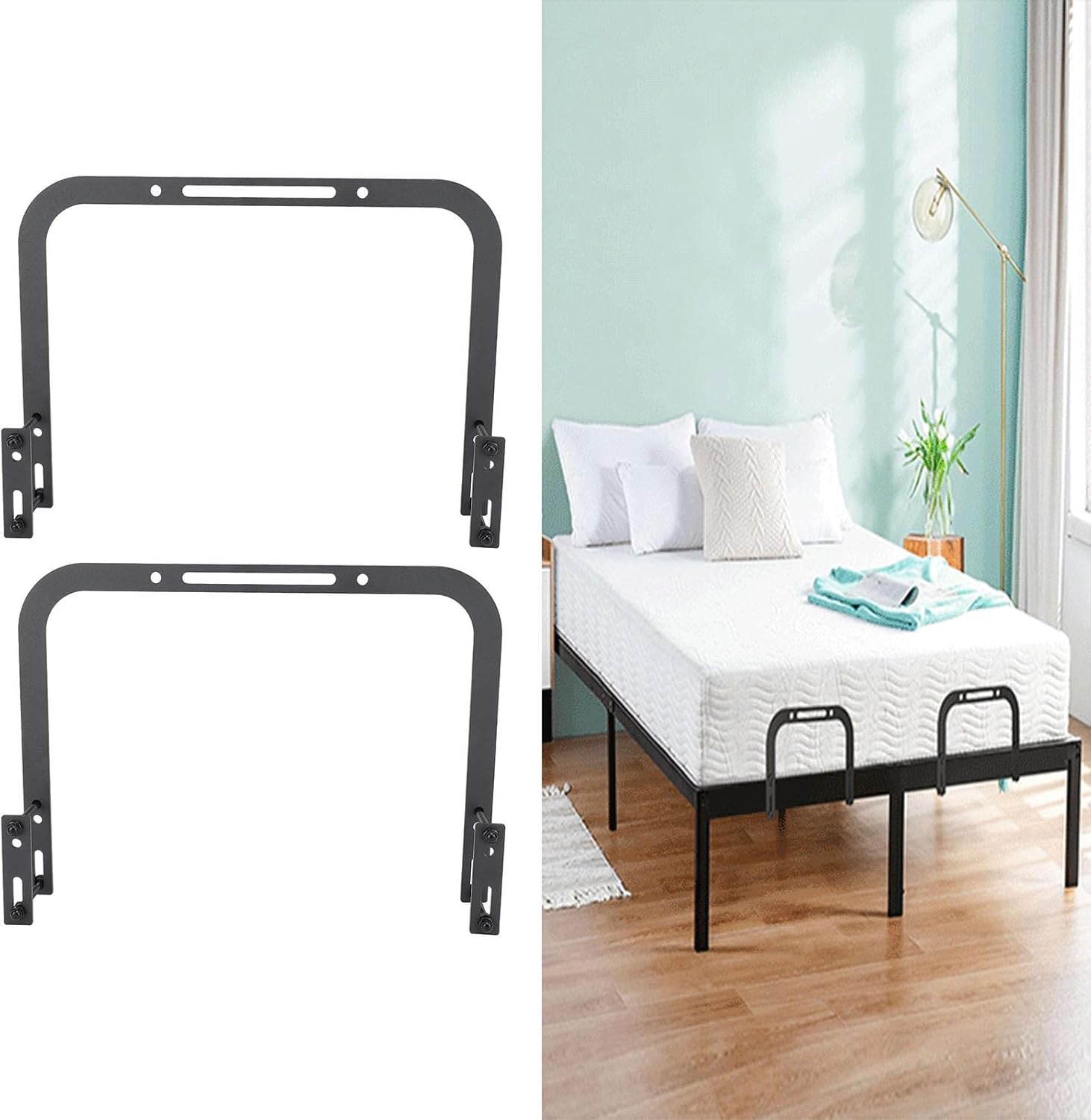 2PCS Mattress Slide Stopper Steel Non Slip Mattress Gripper for Metal Bed Frame Adjustable Mattress Anti Slip Baffle Easy to Install, #811