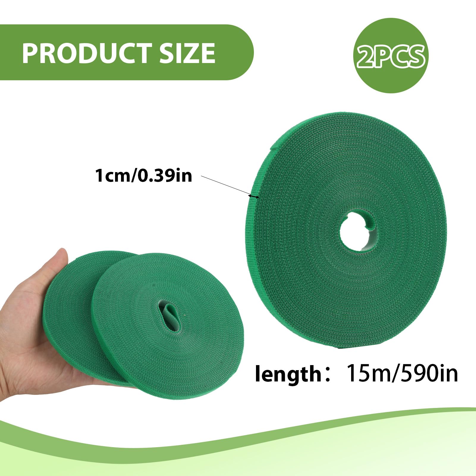 2PCS 15 m 15m Brida para Plantas Cinta,10mm Cinta para Plantas autoadhesiva,Cinta para Plantas de Exterior Reutilizable,Ideal para Fijación Planta Corbatas Cinta,Jardinería Cinta,Frutas y Flores