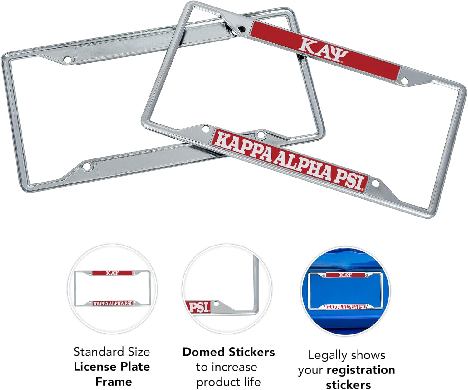 Desert Cactus Kappa Alpha Psi Car Accessories Kappas Nupes Metal License Plate Frame and Tag Holder for Front or Rear of Vehicle (Metal - Standard) (Pack of 2)