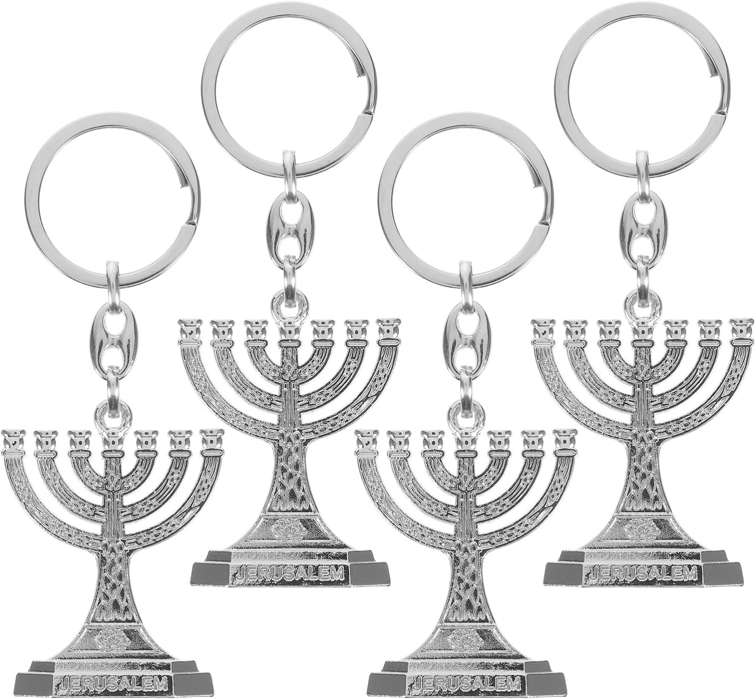 GALPADA Hanukkah Keychains 4Pcs Menorah Jewish Key Ring Amulet Charm Menorah Party Favors Key Pendant for Bag Purse Wallet Hanukkah Party Supplies Favors