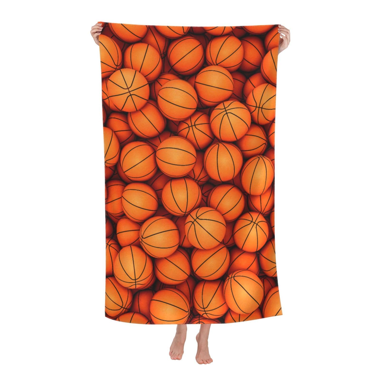 Toalla de playa de secado rápido y baloncesto con estampado naranja unisex