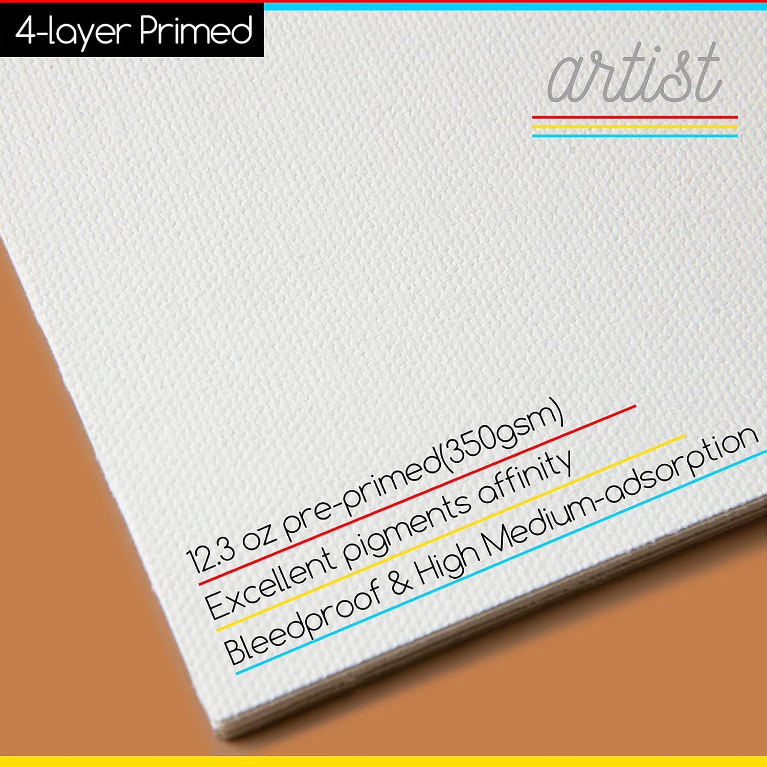 MEEDEN Canvas Pad, 9 x 12 Inches, 10 Sheets, 100% Cotton, 12.3-oz Gesso Primed, Glue-Bound Canvas Paper for Oil and Acrylic Painting, Art Supplies for Mixed Media Techniques