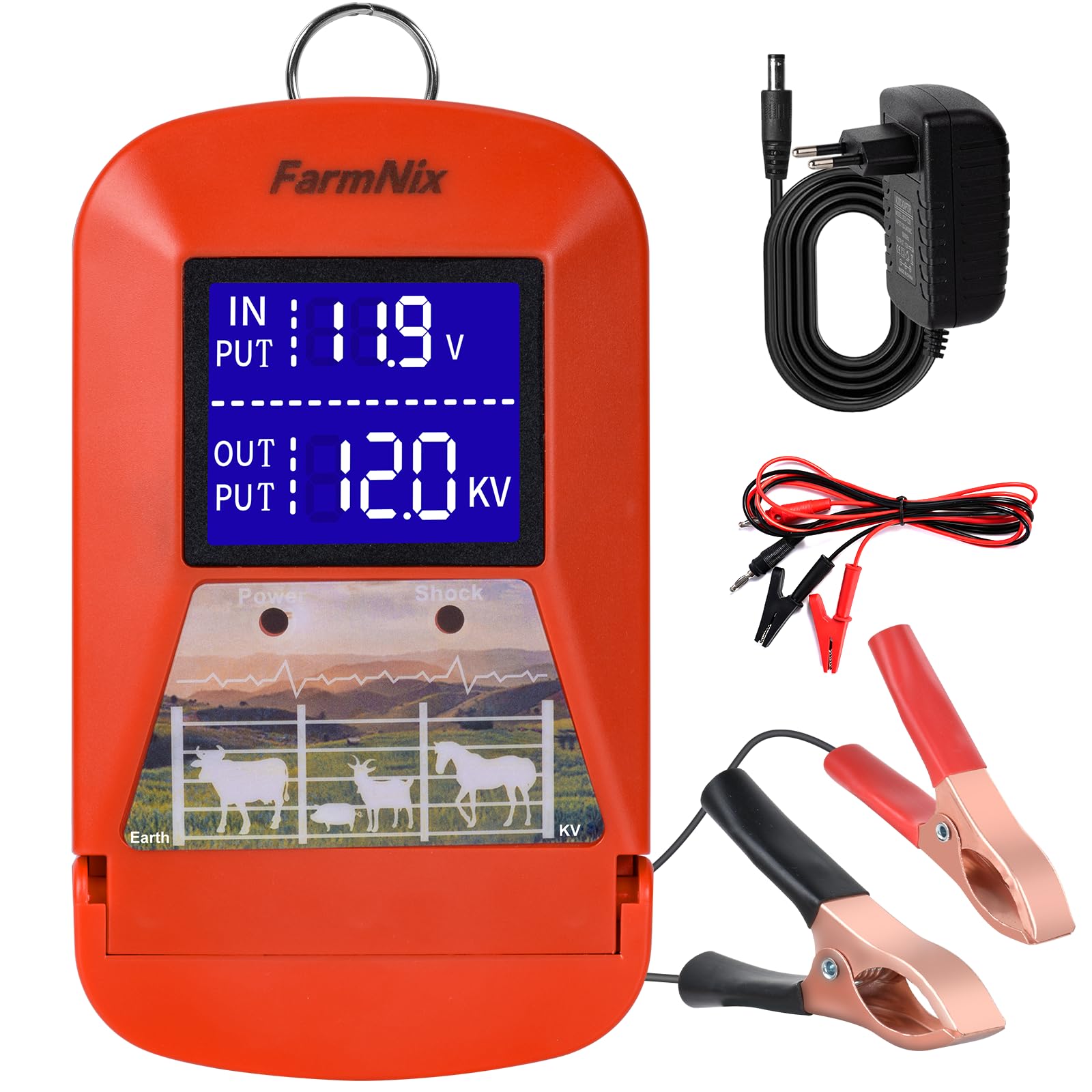 230V Weidezaungerät, Großes LED-Display, 3,0-J-Zaungerät für 24KM Elektrozaungerät, für Schutz von Nutztieren,Haustieren,Geflügel, Hausweide,Gärten | Großes LED-Display