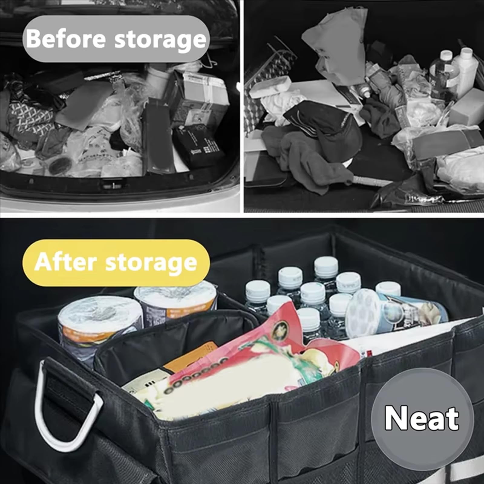 Organizador de Coche para Suzuki Grand Vitara(4door) 2005-2015, Caja Plegable Maletero de Coche Impermeable Plegable con Tapa Plegable Aluminio,72L