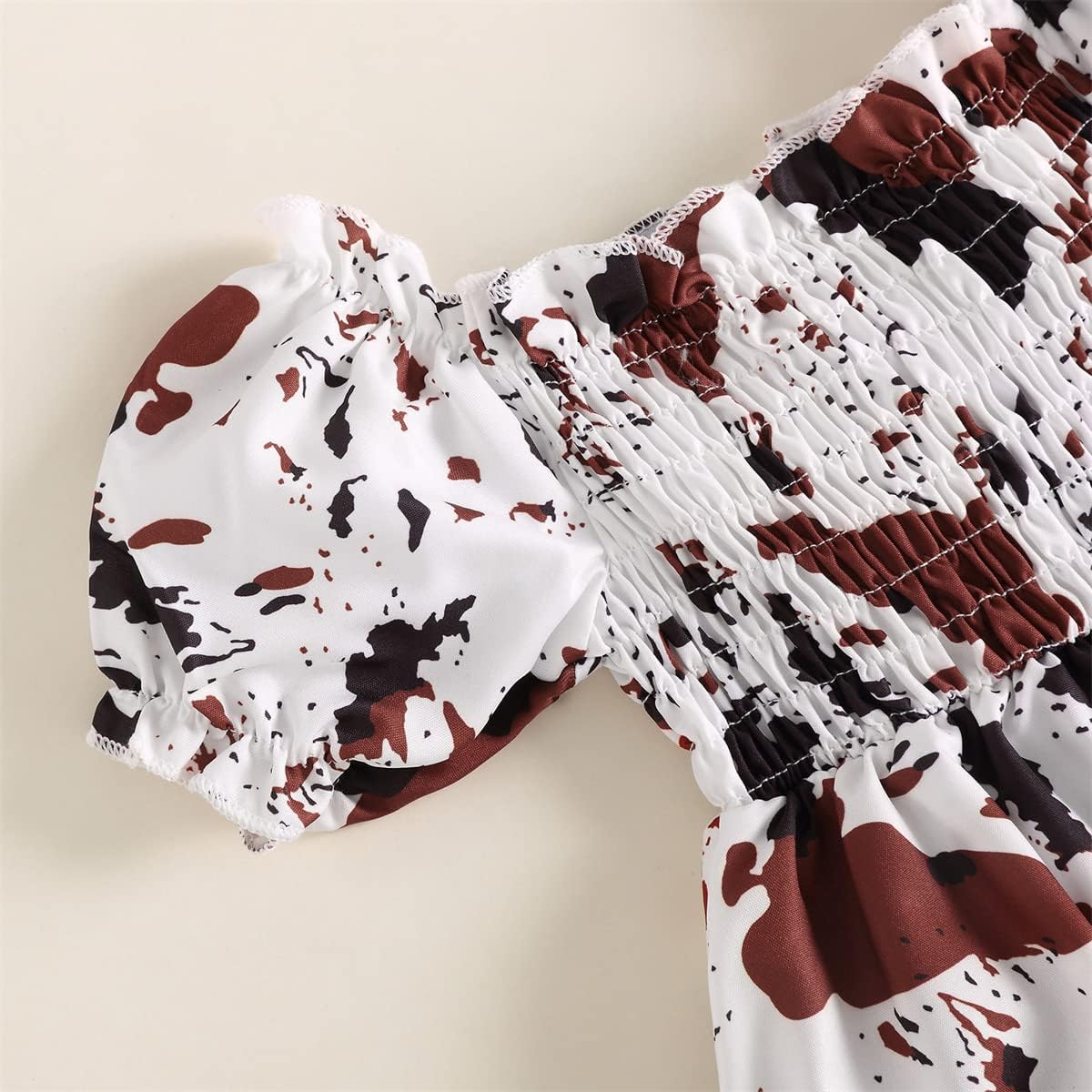 YINGISFITM Infant Baby Girl Long Sleeve Bubble Romper Ruffled Dress Cow Print Onesie Summer Dresses Cute Clothes - Image 4