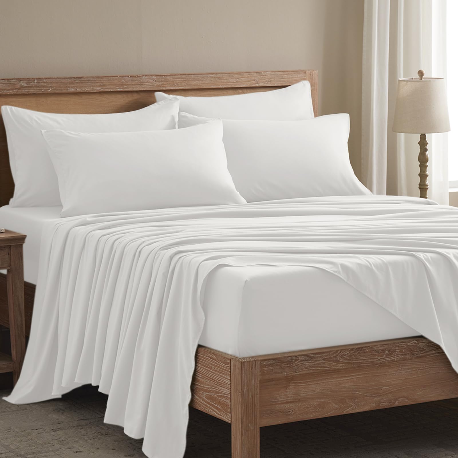 Queen Sheet Set - 6 Piece Sheets Queen Size Bed Set - Breathable Cooling Hotel Luxury Bedding Set