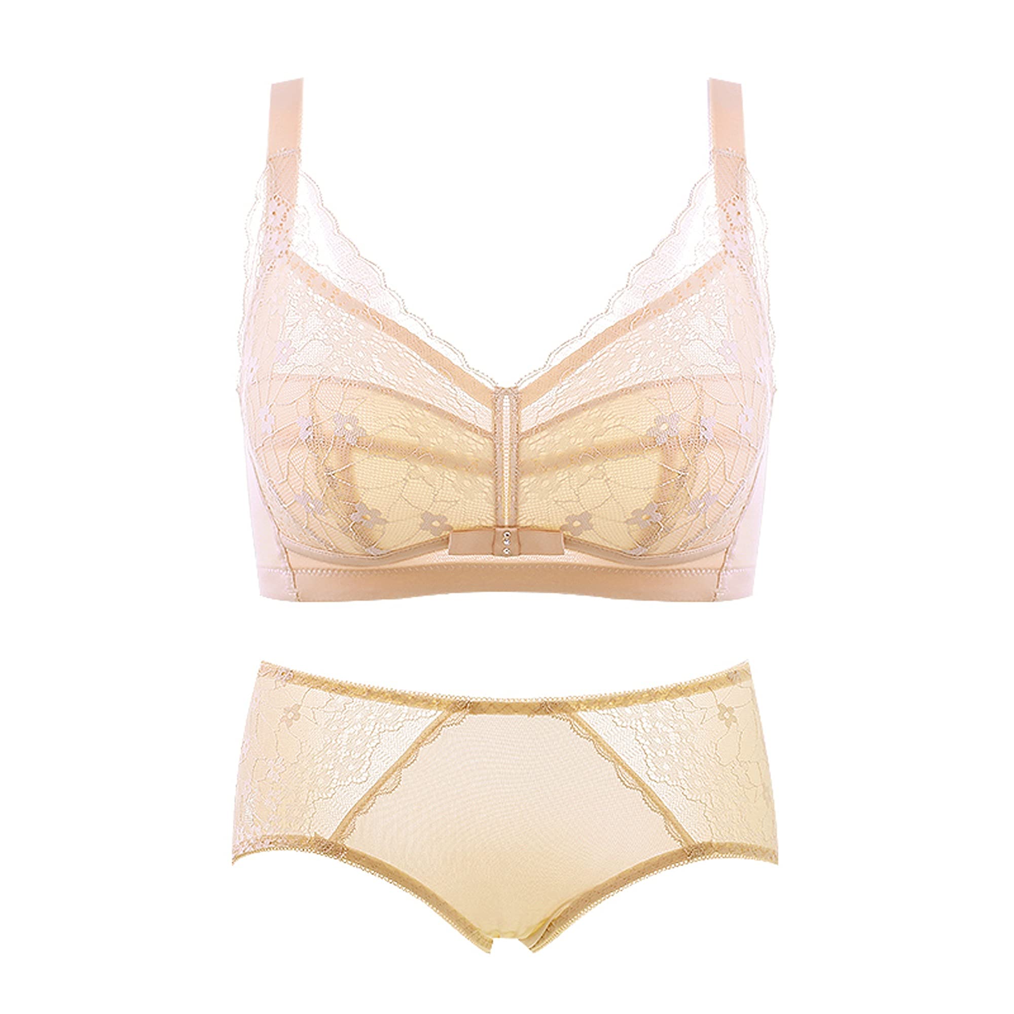 Conjunto de sujetador y bragas para mujer, cobertura completa, sujetadores sin cables, sin relleno, conjunto de lencería de encaje sexy de dos piezas (color : tono de piel, tamaño: 85E)
