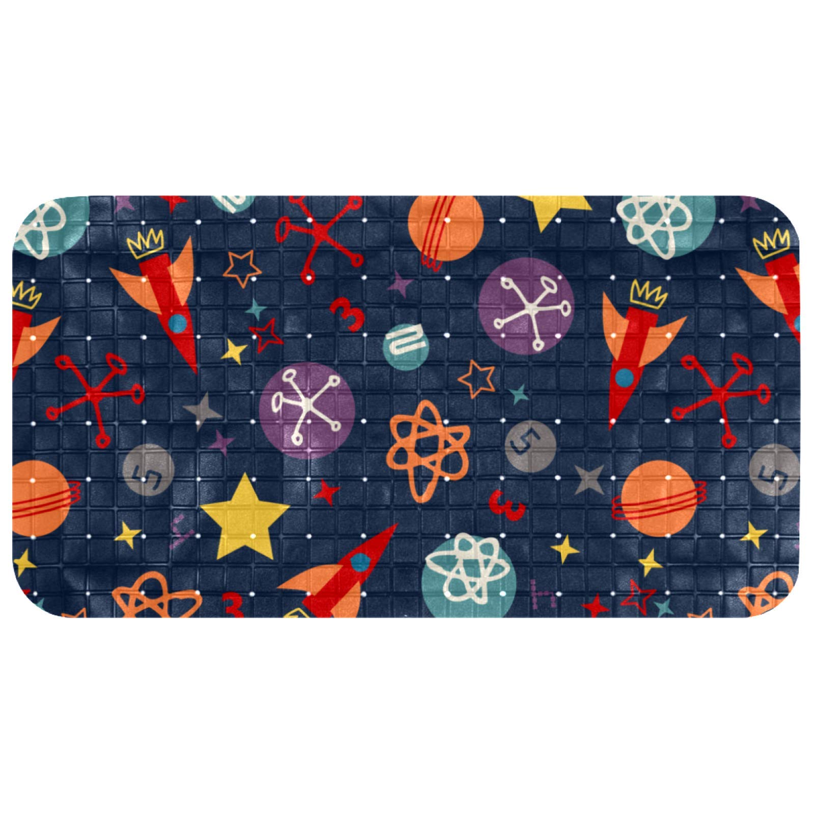 Alfombrilla de ducha para bañera Bennigiry de 37,3 x 68,2 cm con diseño espacial de cohete y estrellas
