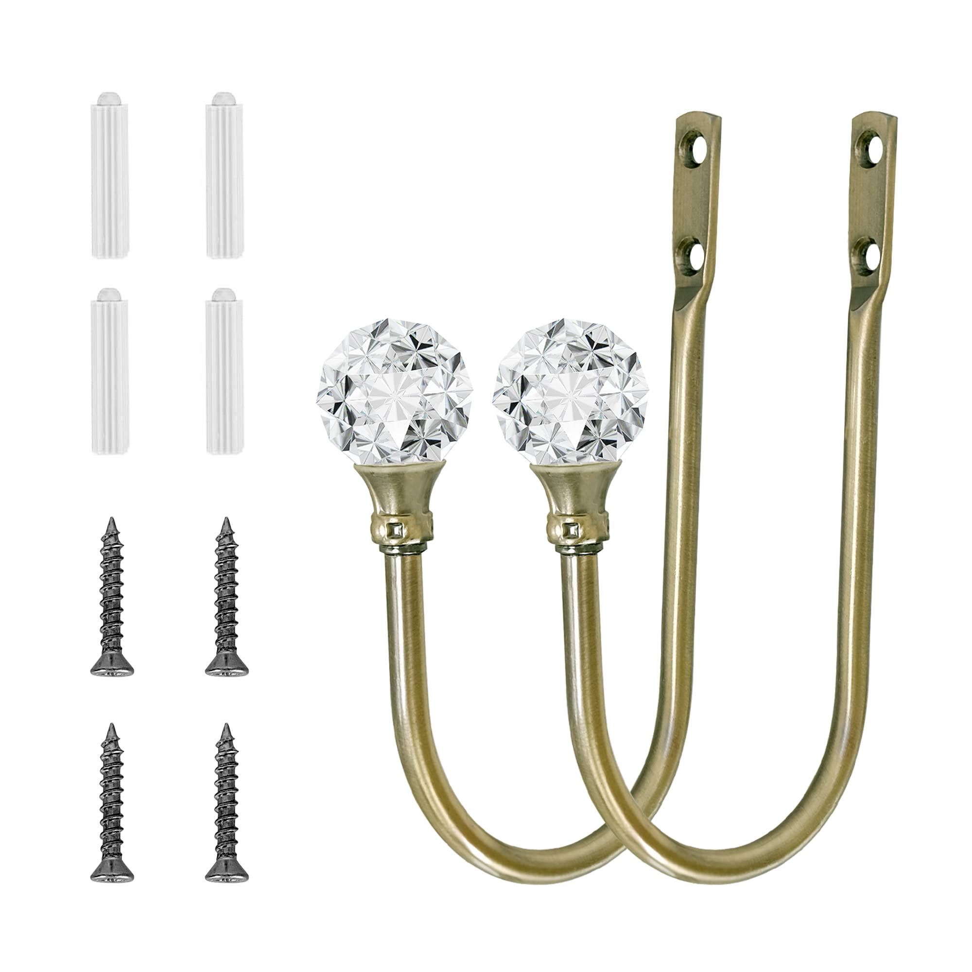 Witte gordijnhouder - 2-pack - Metalen gordijnhouder voor aan de muur - Decoratieve