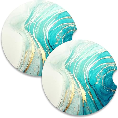 Miniatura 16 de Nipichsha Posavasos de automóvil para portavasos de automóvil, paquete de 2 posavasos de cerámica absorbente para bebidas, bonitos portavasos para