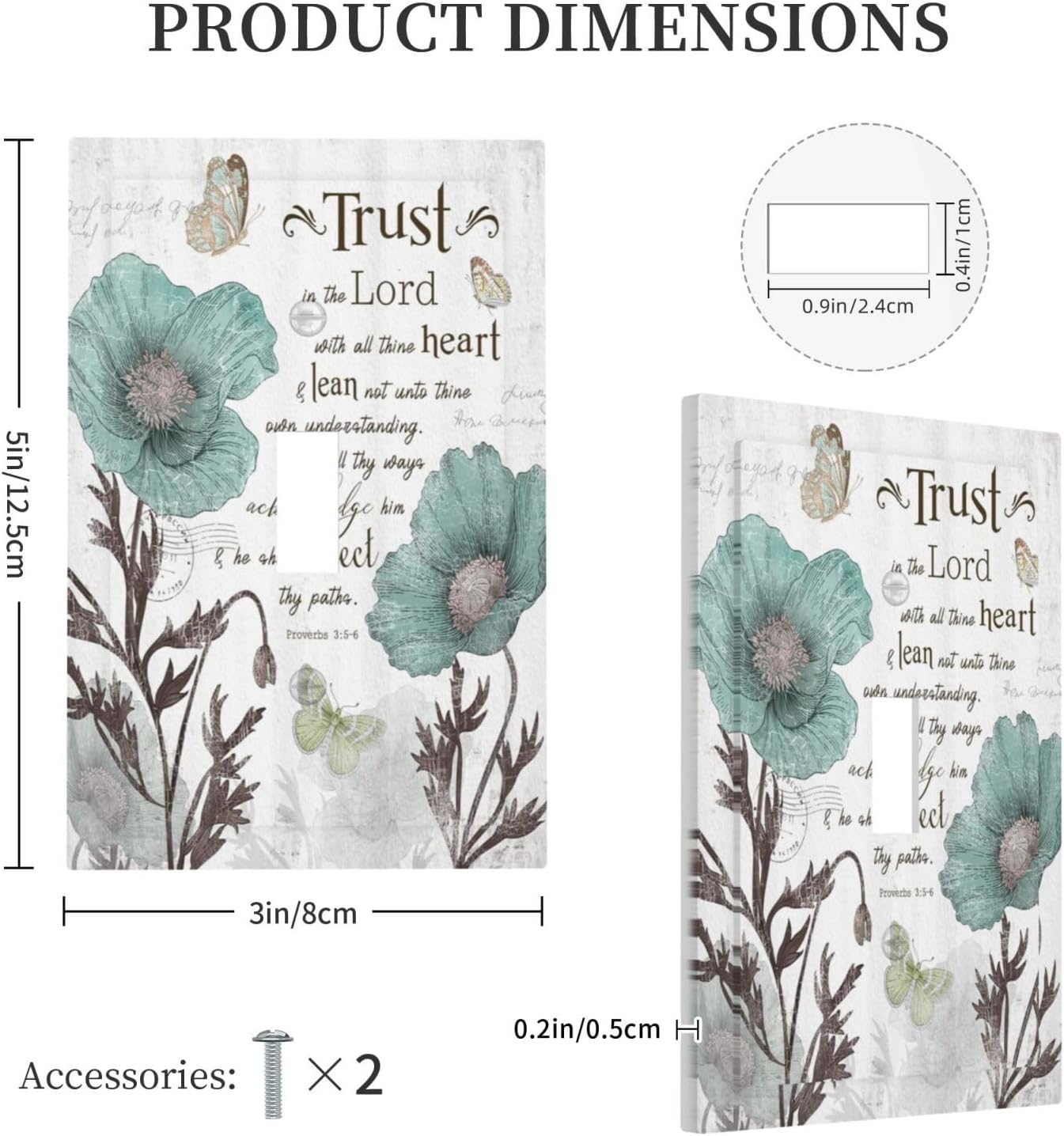 Rustic Teal Tulip 1 Gang Single Toggle Light Switch Covers Decorative Wall Plate Switchplate Electrical Faceplate for Livingroom Office Bathroom Decor