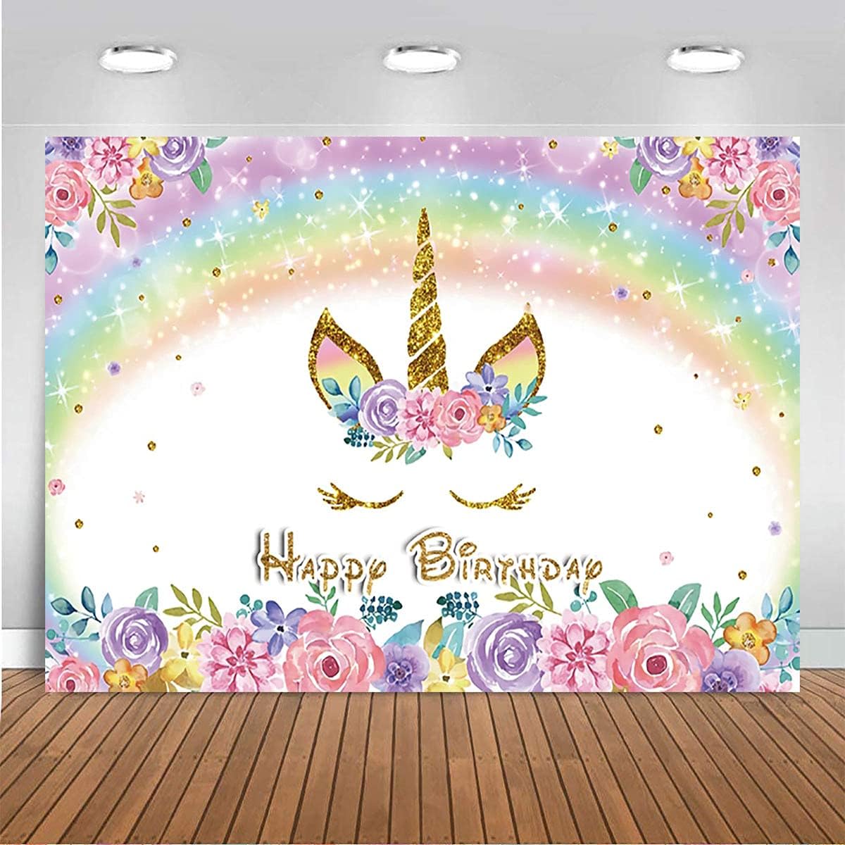 Unicorn Birthday Decorations for Girls, Rainbow Unicorn Photo Backdrop, Unicorn Background Banner for Girls Baby Shower Unicorn Party Supplies, 60'' x 36''