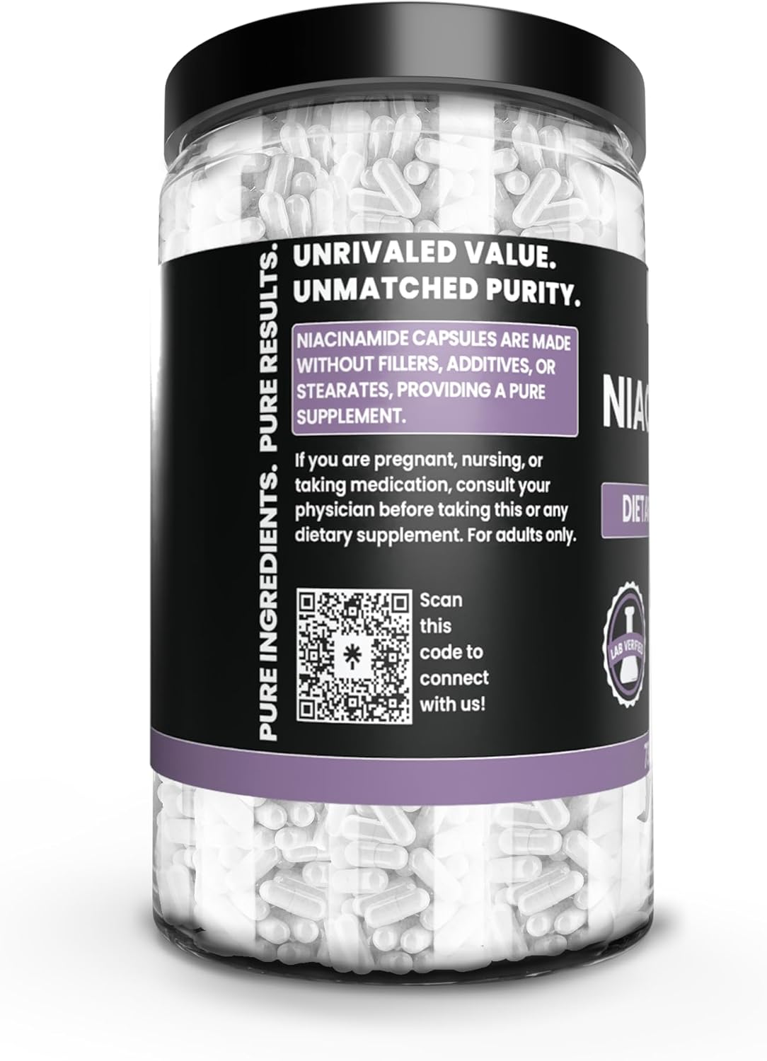 PURE ORIGINAL INGREDIENTS Niacinamide (730 Capsules) No Magnesium Or Rice Fillers, Always Pure, Lab Verified