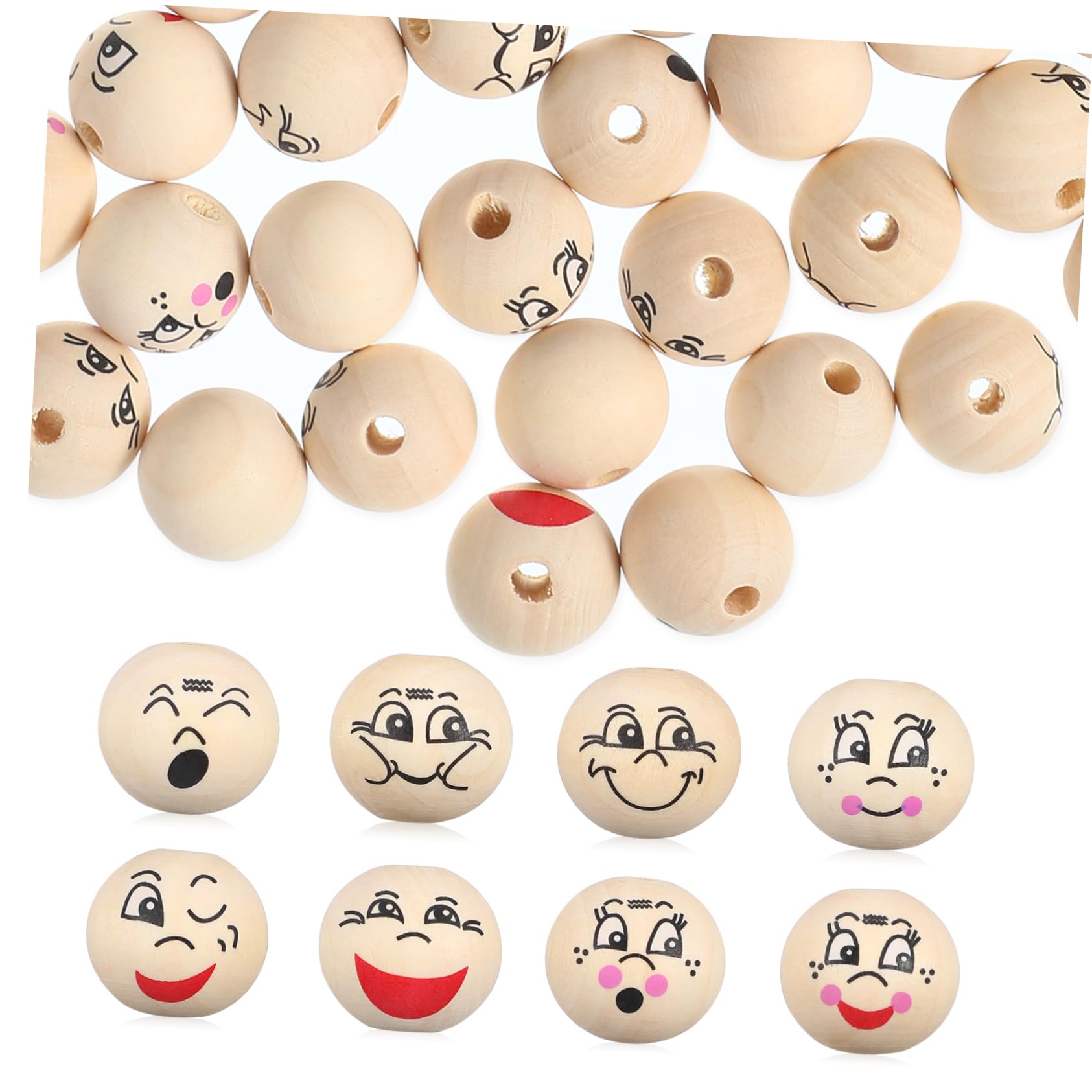 Smile Beads Holzperlen 20mm für Schmuck und Basteln