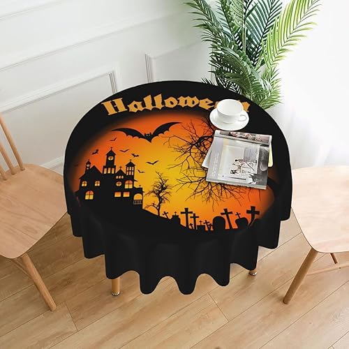 Divertido mantel de Halloween, divertido mantel redondo lavable y reutilizable de 60 pulgadas para decoración de mesa de comedor de fiesta en el disponible en Yaxa Peru