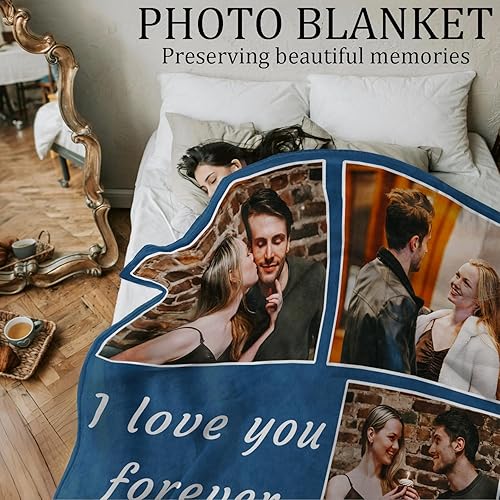 Miniatura 8 de Purefly Manta personalizada con fotos de texto, mantas personalizadas para marido, esposa, novia, novio, cumpleaños, aniversario, boda, San